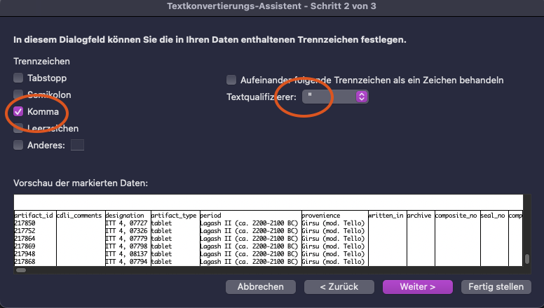 csv options